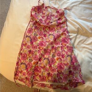 Princess Polly Pink Floral Strappy Cowl Neck Dress